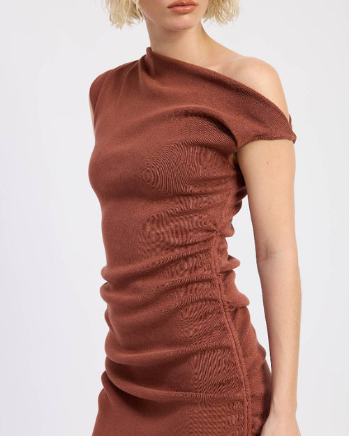 Brown Mini Off Shoulder Dress