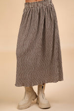 Plus Size Green Check Maxi Skirt