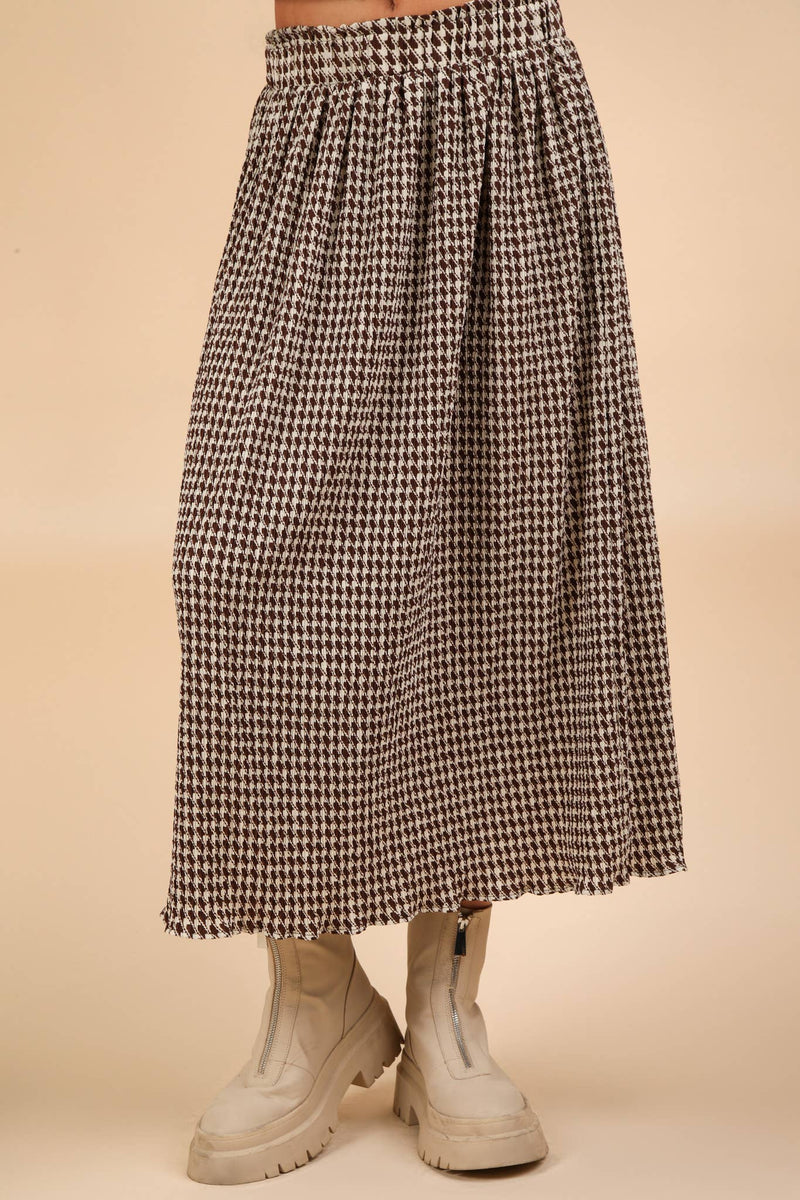 Plus Size Green Check Maxi Skirt