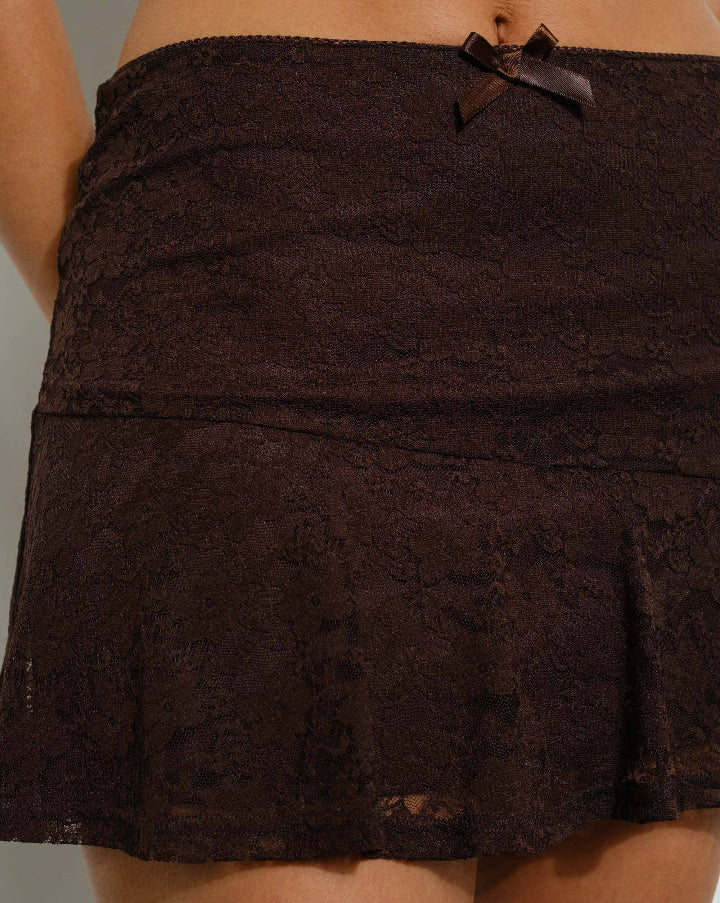 Chocolate Lace Mini Skirt