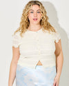 Cream Ruffle Button Up Top