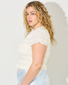 Cream Ruffle Button Up Top