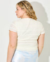 Cream Ruffle Button Up Top