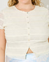 Cream Ruffle Button Up Top