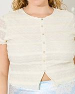 Cream Ruffle Button Up Top