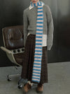 Fuzzy Striped Skinny Scarf