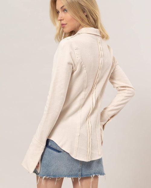 Ivory Knit Button Down