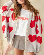 Oatmeal Oversized Heart Cardigan