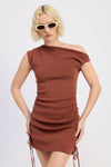 Brown Mini Off Shoulder Dress