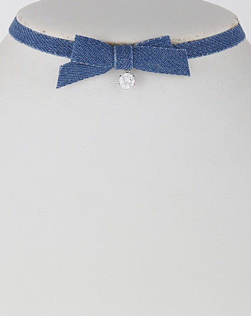 Denim Bow Choker