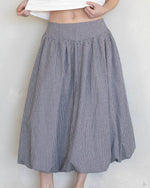 Navy Gingham Balloon Midi Skirt