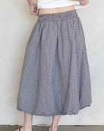 Navy Gingham Balloon Midi Skirt