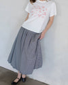 Navy Gingham Balloon Midi Skirt
