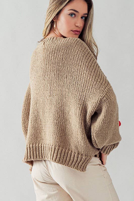 Embroidered Daisy Floral Oversized Sweater