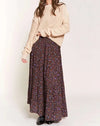 Espresso Floral Tiered Maxi Skirt
