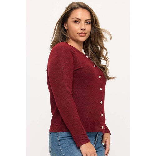 Plus Wine Button Down Cardigan