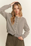 Brown Knit Striped Cardigan