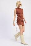 Brown Mini Off Shoulder Dress