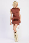 Brown Mini Off Shoulder Dress
