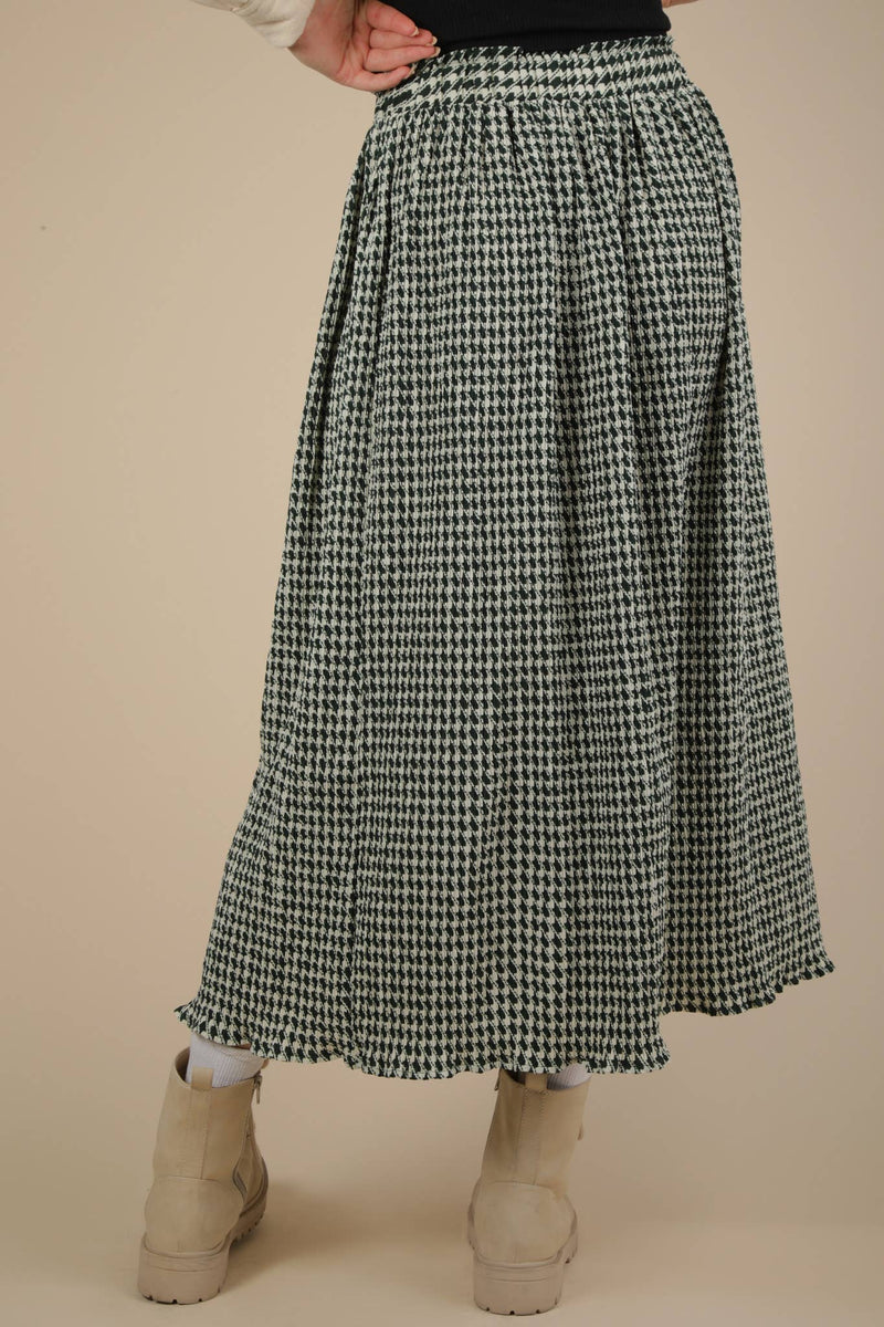 Plus Size Green Check Maxi Skirt