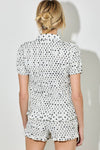 Polka Dot Smocked Collared Top