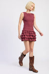 Wine Smocked Mini Dress