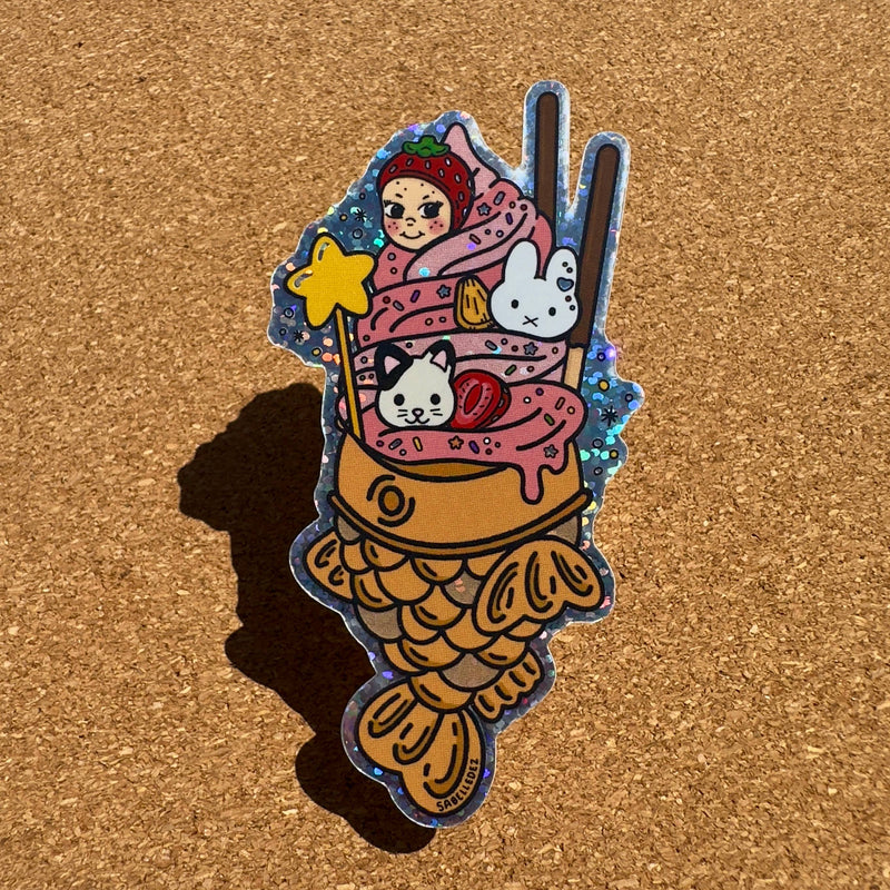 Trinket Taiyaki Ice Cream | Weatherproof Sticker 