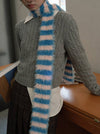 Fuzzy Striped Skinny Scarf