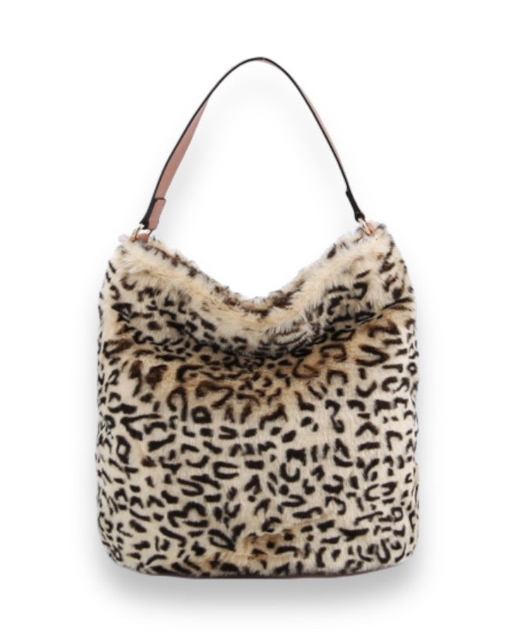 Faux Fur Leopard Tote