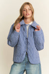 Gingham Collared Tie Front Quilted Jacket