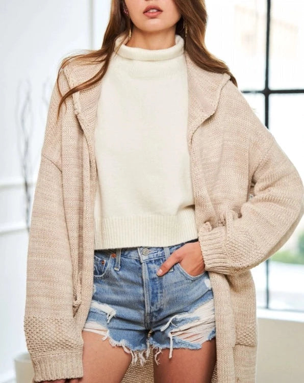 Oatmeal Hooded Cardigan