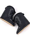Black faux leather baby cowboy boots