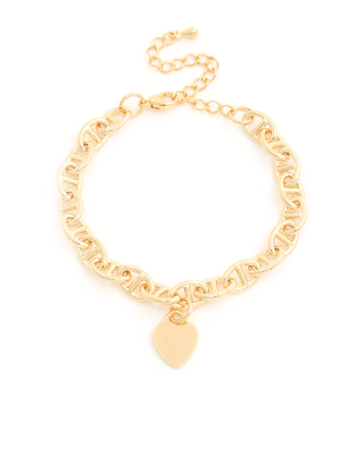 Heart Oval Link Gold Dipped Bracelet