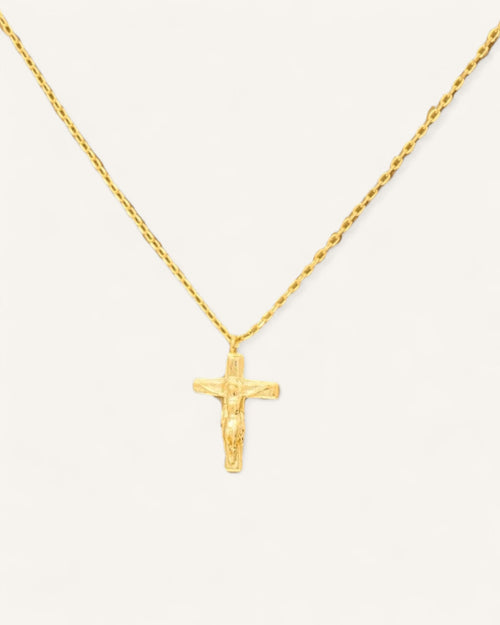 Gold Dipped Crucifix Cross Pendant Necklace