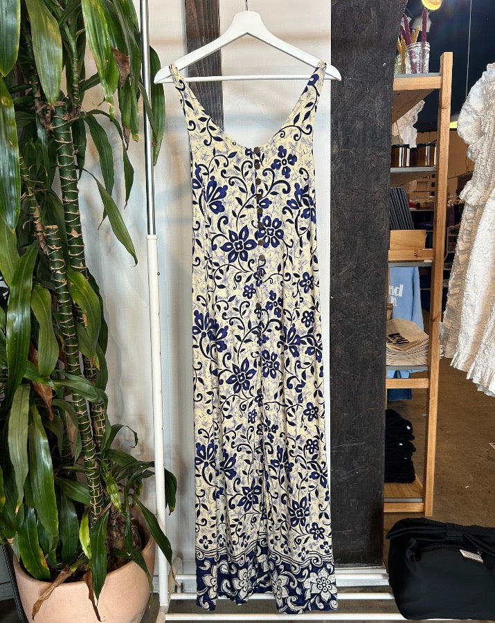 Vintage Blue Hawaiian Maxi Dress