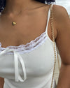Off White Lace Trim Satin Bow Cami