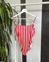 Vintage Red Striped One Piece