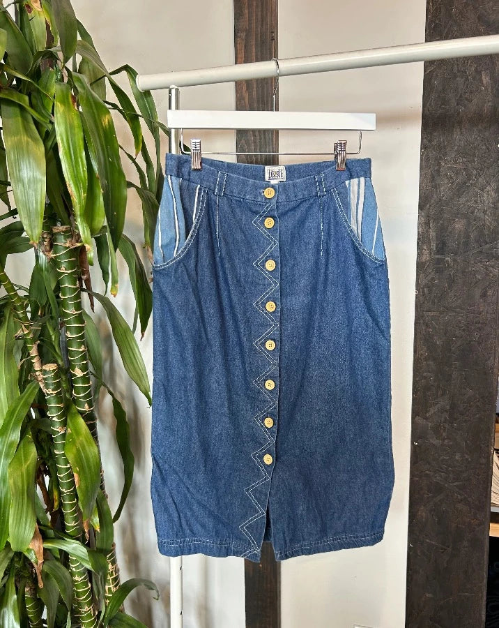 Vintage Denim Midi Skirt