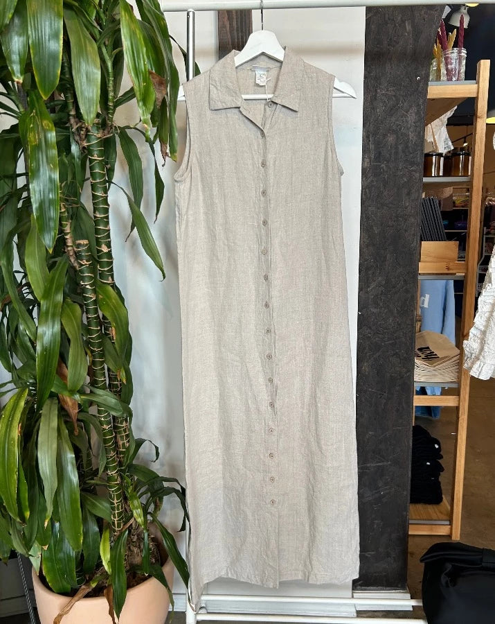 Vintage Linen Button Down Dress