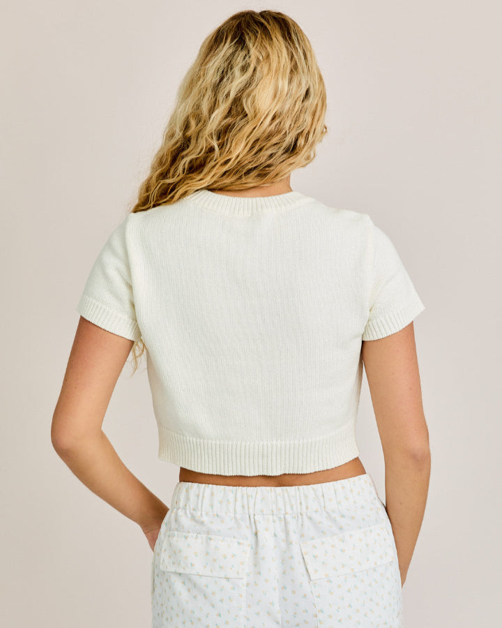 Ivory Short Sleeve Teddy Bear Top