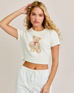 Ivory Short Sleeve Teddy Bear Top