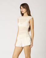 Ivory Sheer Smocked Top