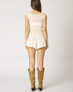 Ivory Sheer Smocked Top