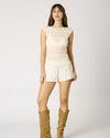 Ivory Sheer Smocked Top