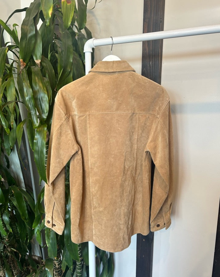 Vintage Light Tan Suede Shirt Jacket