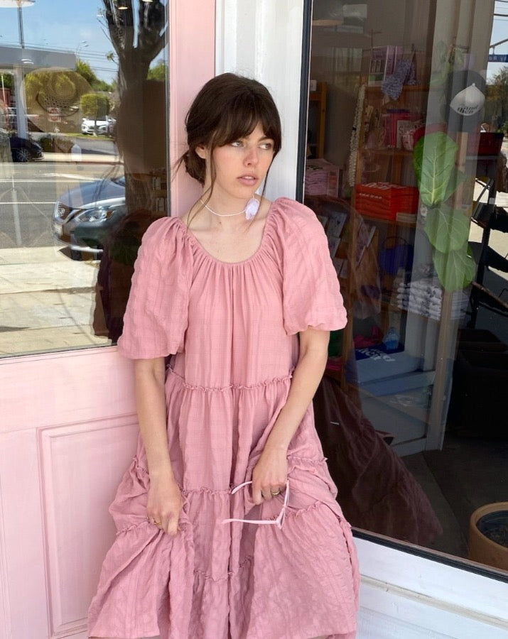 Pink Puff Sleeve Dress