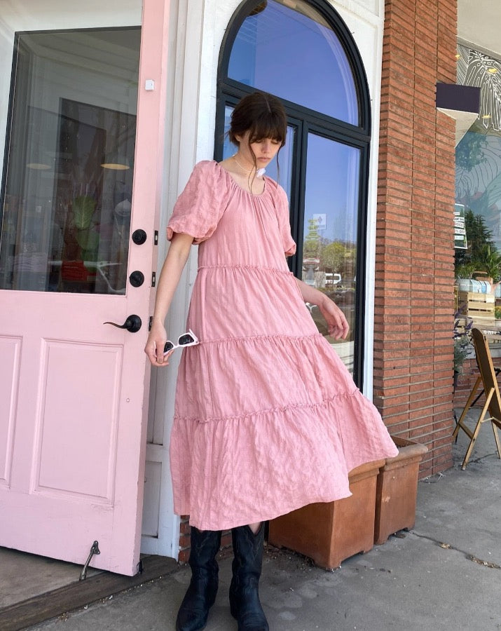 Pink Puff Sleeve Dress