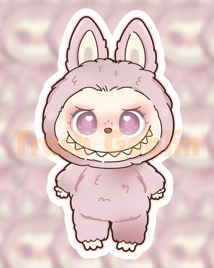 Pink Cloud Labubu Vinyl Sticker