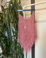 Vintage Pink Crochet Fringe Skirt