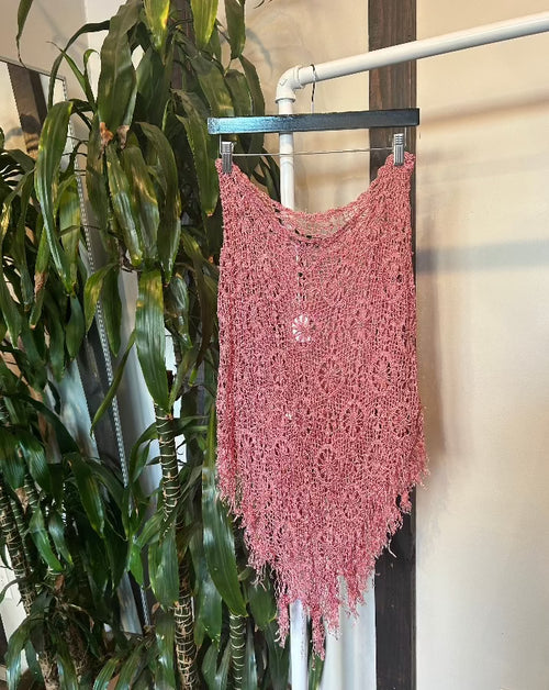 Vintage Pink Crochet Fringe Skirt